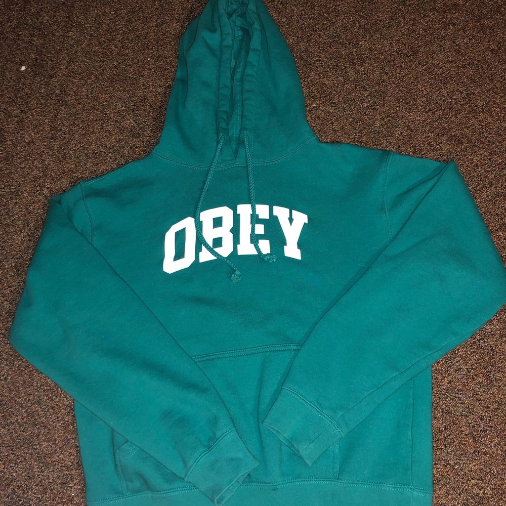 Bright teal OBEY sweatshirt